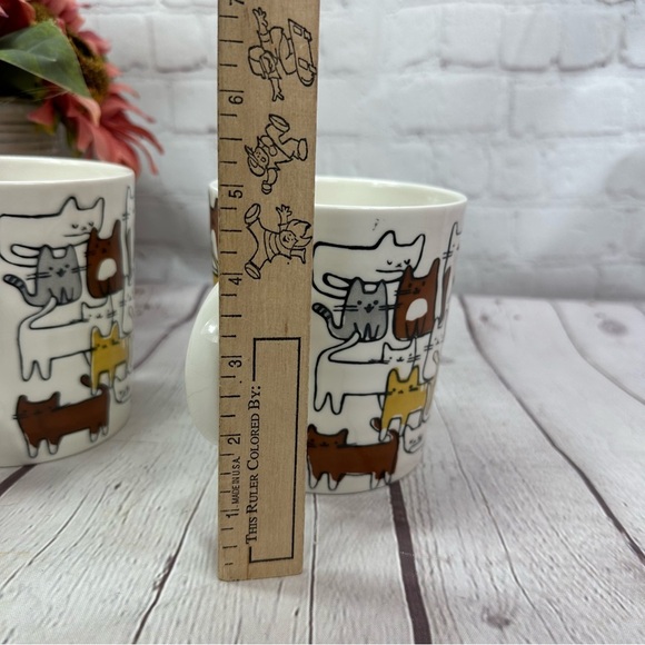 NWT prima design Cat Patterned Mug Set - Multicolor traditional cat mom - Picture 5 of 7